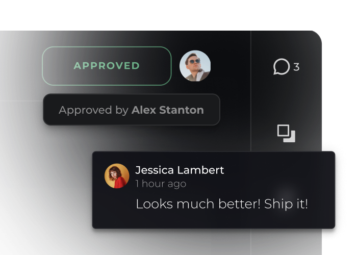 Sherlo review app showing an approved React Native visual change with team comment